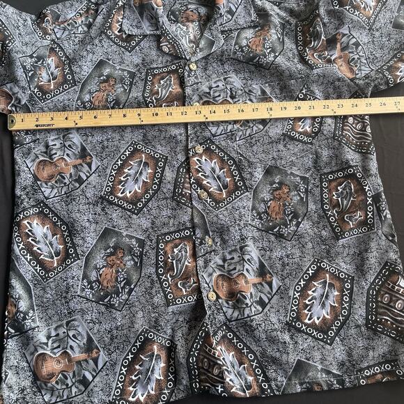 Roundy Bay Mens Hawaiian Shirt Large Button Up Tiki Guitar Aloha Luau Vacation - Picture 8 of 9